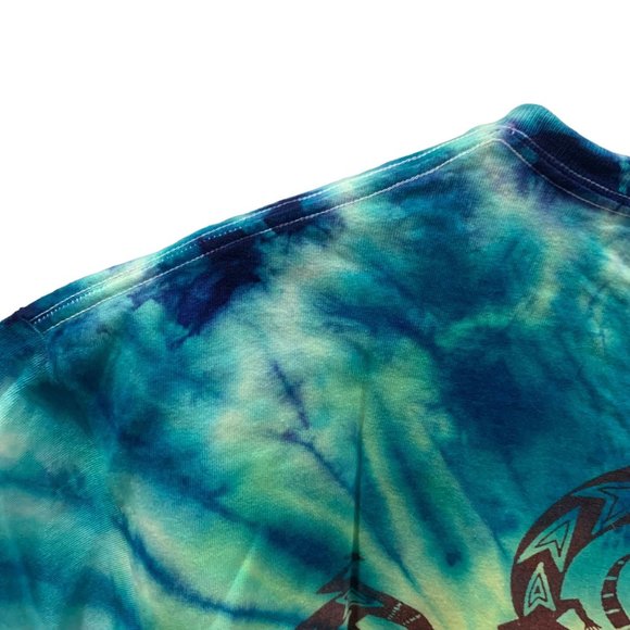 Vtg Delta 1991 Mike Dubois Single Stitch TyeDye Mayan Pyramid Rainforest Shirt L - Picture 10 of 11